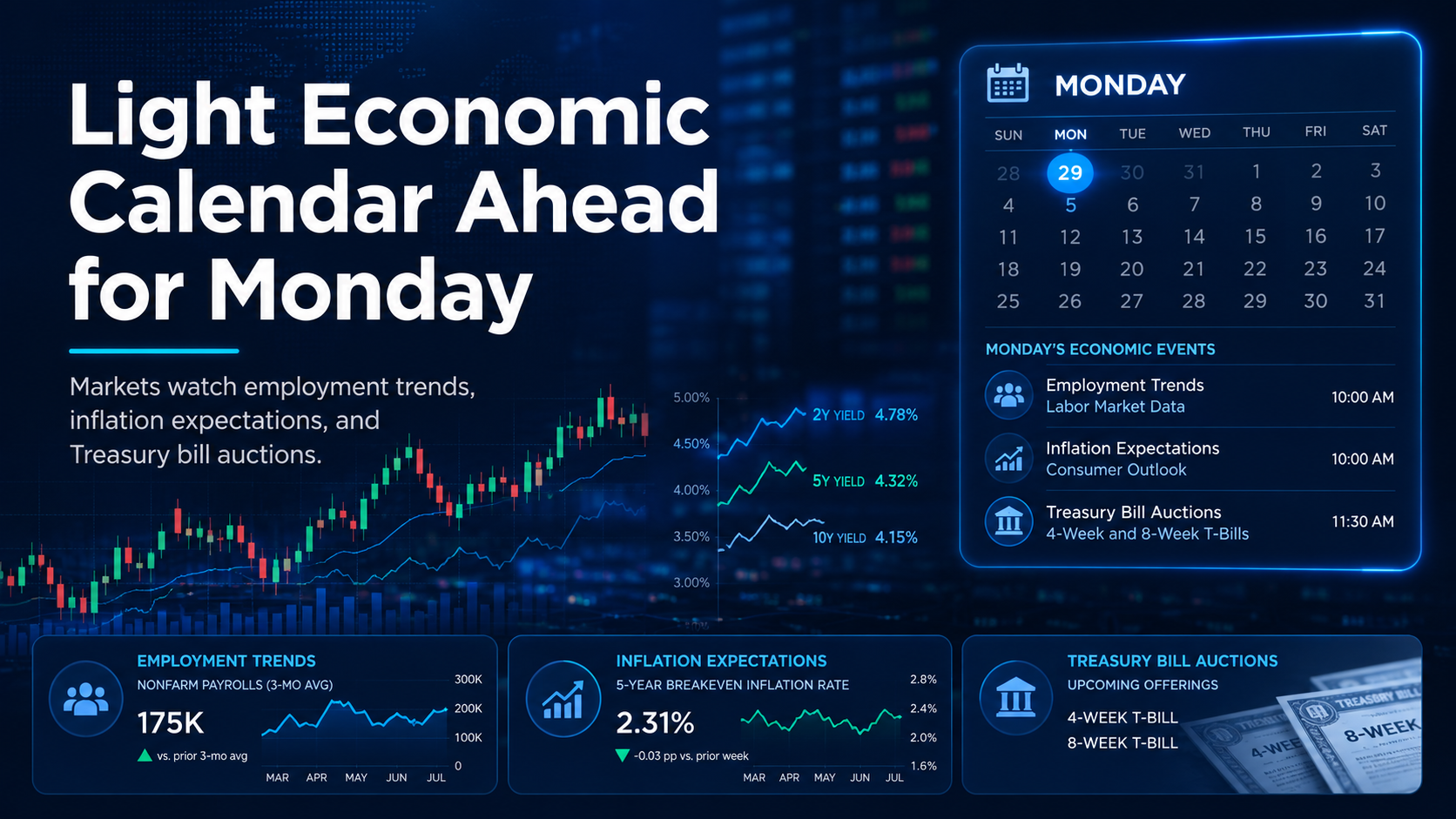 Light U.S. Economic Calendar Ahead Monday as Traders Watch Labor and Inflation Signals
