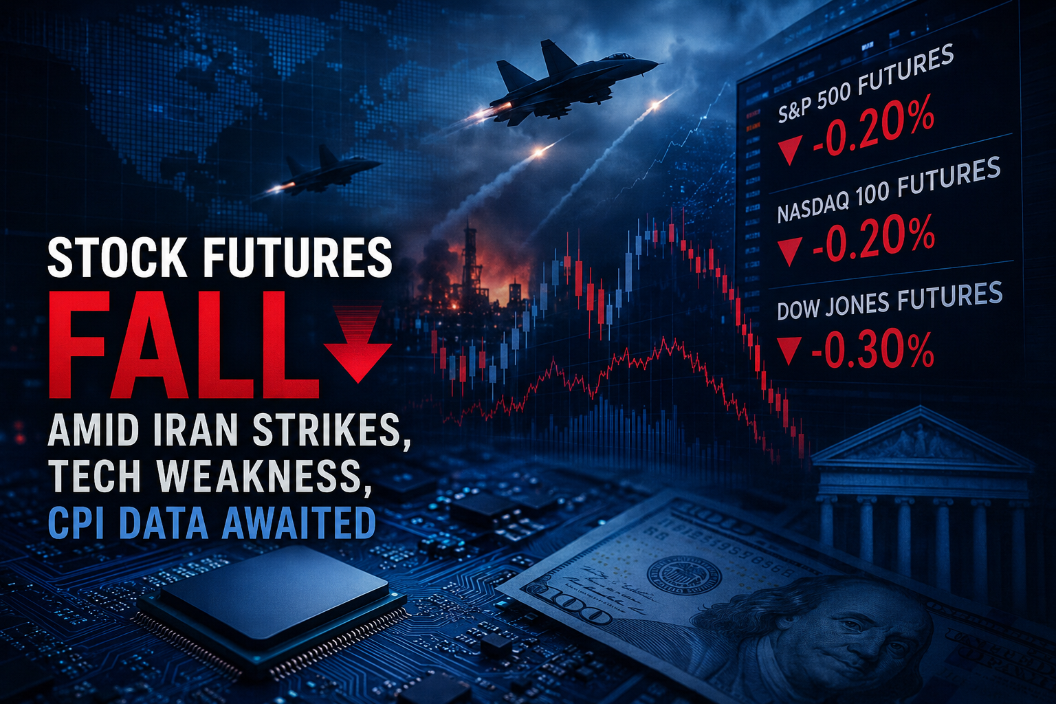 U.S. Stock Futures Slip as Iran Tensions, Tech Weakness, and CPI Risks Pressure Markets